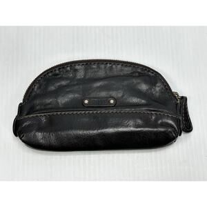 Frye Leather Utility Toiletry Cosmetic Travel Brown Charcoal Bag Pouch